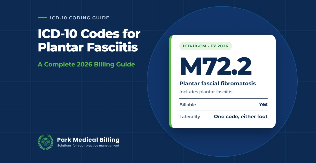 ICD-10 Codes for Plantar Fasciitis A complete 2026 Billing Guide Cover